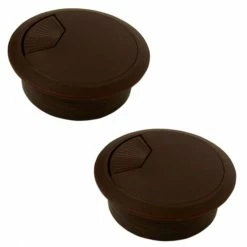 2x PASSE CABLE BUREAU DIAMETRE 80MM MARRON ROND ORDINATEUR PC FIL ELECTRIQUE