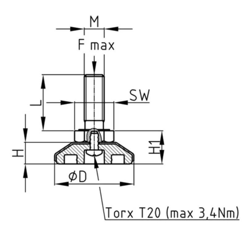 Acier Inoxydable (cage), Acier Zingué (vis) Et Plastique (Polypropylène) ; 4x Vérin Vis De Réglage Acier Pied De Meuble étagère Outillage Atelier 4 Acier Inoxydable (cage), Acier Zingué (vis) Et Plastique (Polypropylène) ; 4x Vérin Vis De Réglage Acier Pied De Meuble étagère Outillage Atelier – Image 2