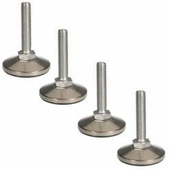 Acier Inoxydable (cage), Acier Zingué (vis) Et Plastique (Polypropylène) ; 4x Vérin Vis De Réglage Acier Pied De Meuble étagère Outillage Atelier