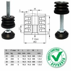 Acier (zingué) Et Plastique (Polypropylène) ; 4x Vérin Vis Réglable M8x60 Avec Insert Fileté Rond Rentrant Pour Tube Ø25mm Pied Ajustable Mise A Niveau Meuble Outillage 6 Acier (zingué) Et Plastique (Polypropylène) ; 4x Vérin Vis Réglable M8x60 Avec Insert Fileté Rond Rentrant Pour Tube Ø25mm Pied Ajustable Mise A Niveau Meuble Outillage -magasin de vélo 4x verin vis reglable m8x60 avec insert filete rond rentrant pour tube o25mm pied ajustable mise a niveau meuble outillage 1
